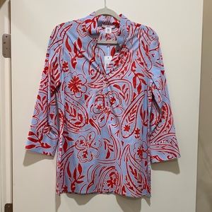 Leggiadro 💝 polo Colar tunic sunset paisley .